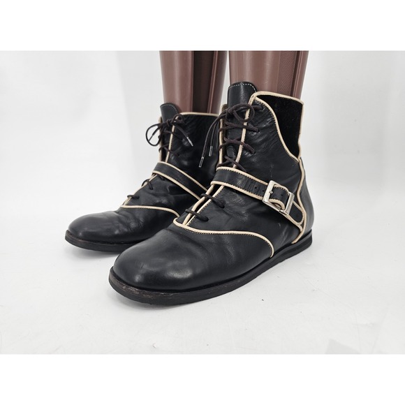 JOHN FLUEVOG "IN THE MONEY" BLACK BOOTS BOOTEES WITH BUCKLES STRAPS Size 7 - Picture 5 of 16